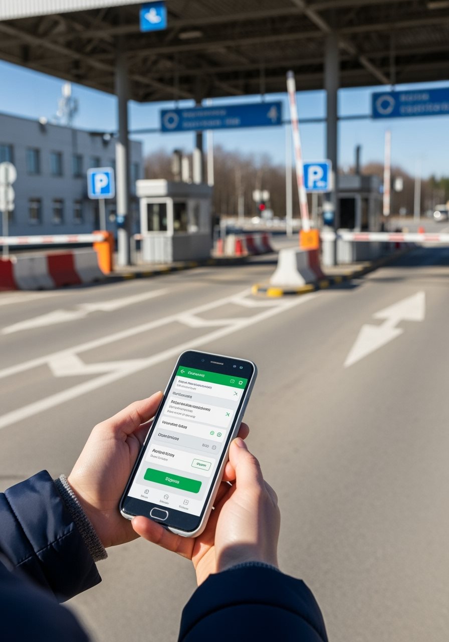Osoba používajúca smartphone na nákup diaľničnej známky