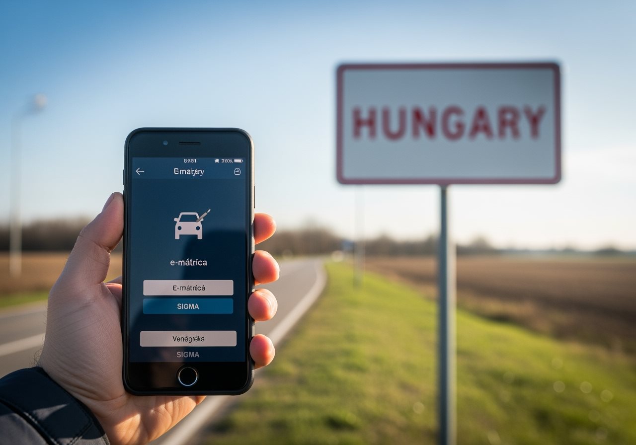 Smartphone s obrazovkou platby pre nákup maďarskej vinjety